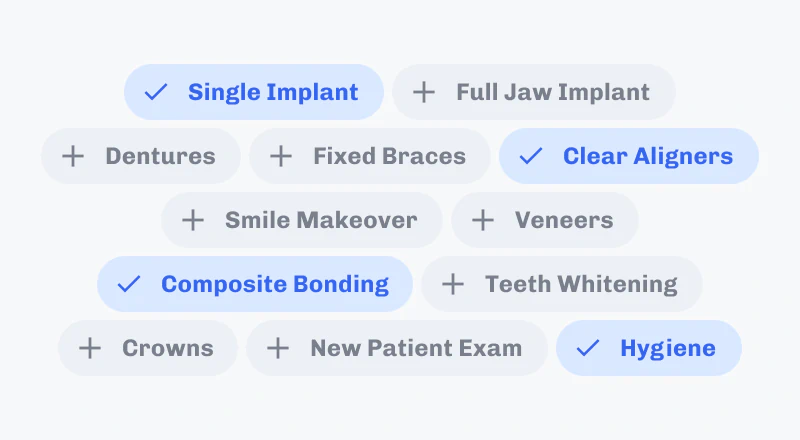 Selection of different treatment tags for your practice